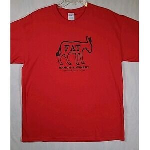 Fat Ass Ranch & Winery‎ T Shirt Mens Size Large Red Fat Donkey Fredericksburg TX